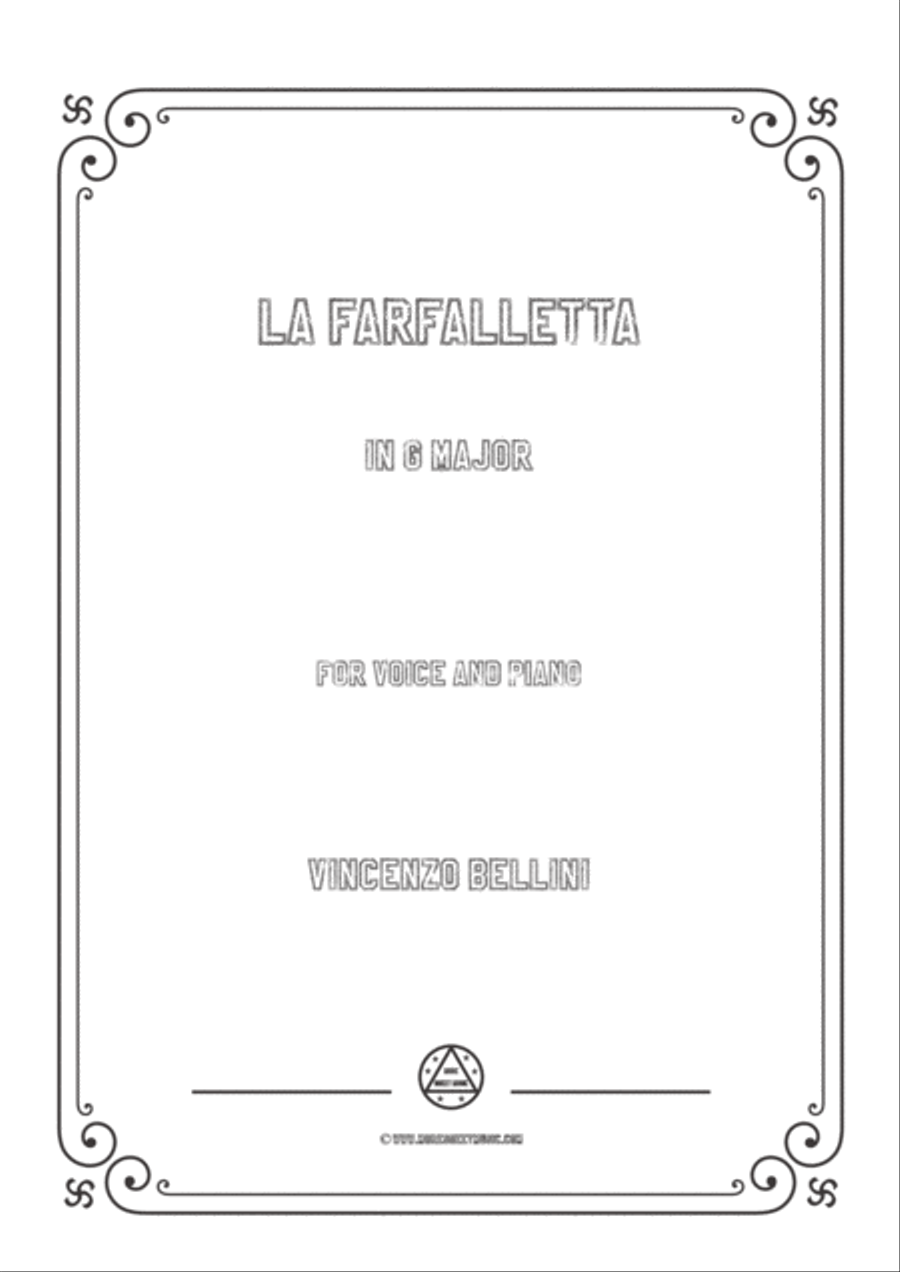 Bellini-La farfalletta in G Major,for voice and piano Voice Solo scores gallery preview page 1