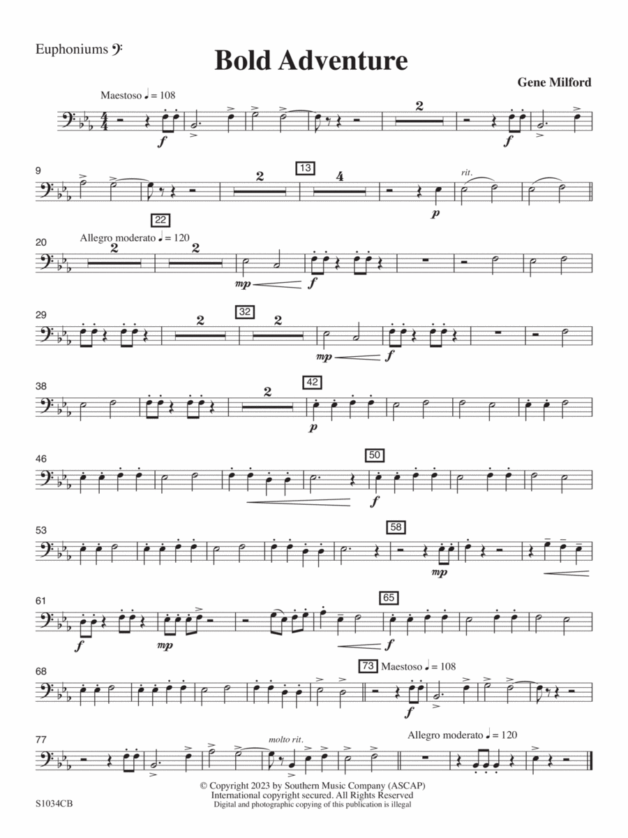 Bold Adventure - Euphonium BC Concert Band scores gallery preview page 1