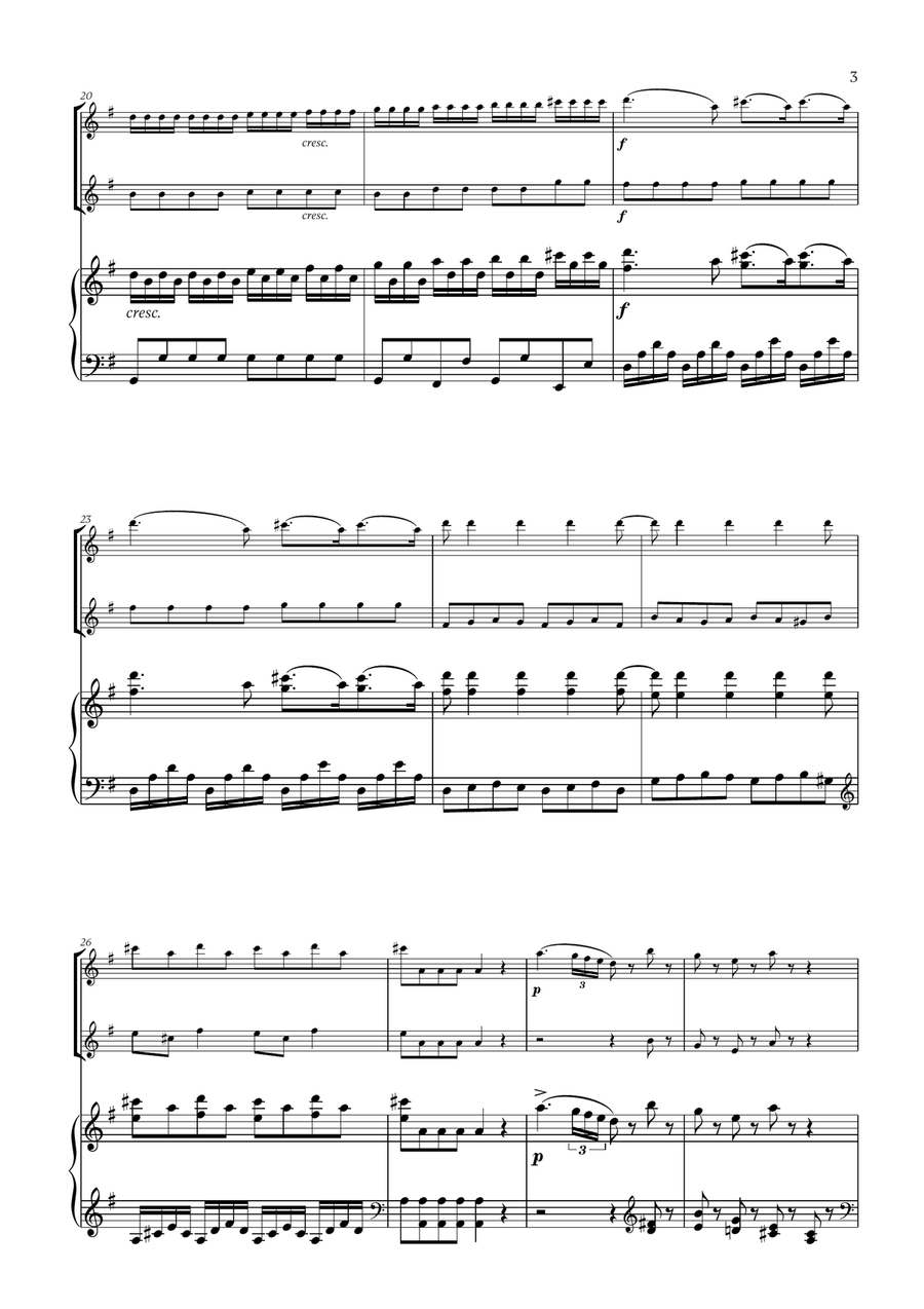 W. A. Mozart - Eine Kleine Nachtmusik (for Oboe Duet and Piano) Woodwind Duet scores gallery preview page 3
