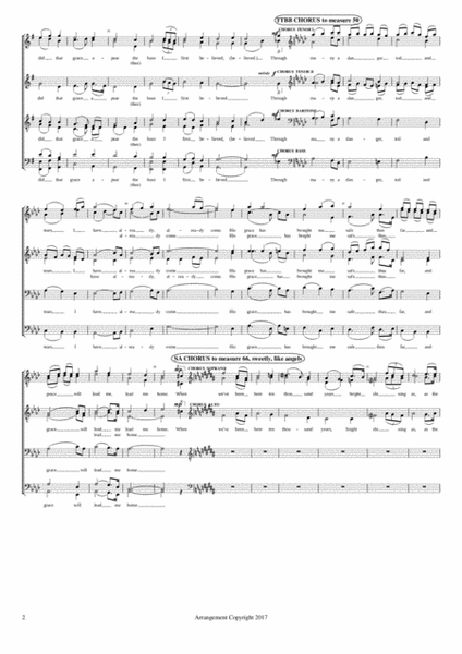 Amazing Grace SATB, TTBB, SA, and then SATB again image number null