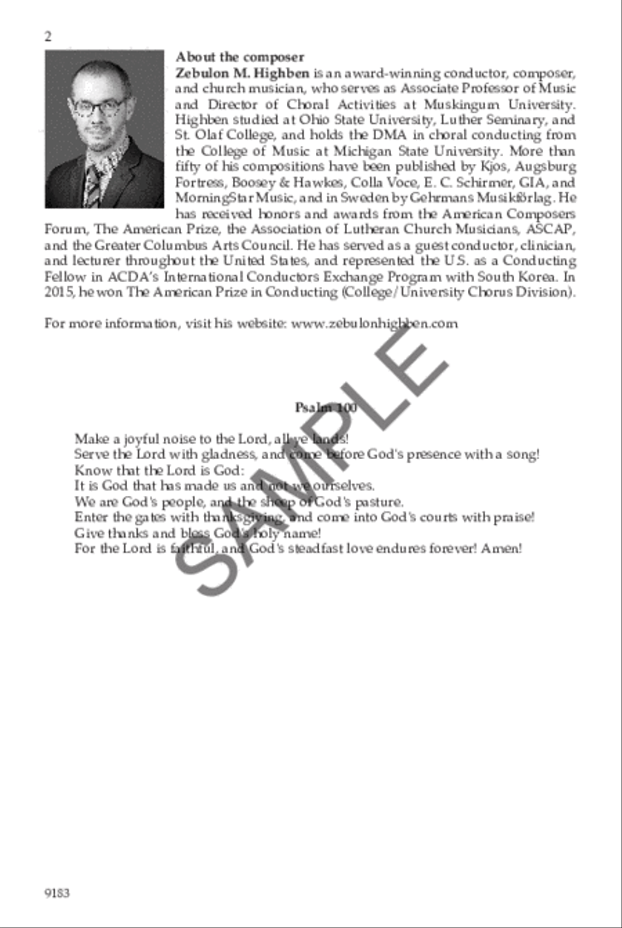 Psalm 100 Psalm 100 4-Part scores gallery preview page 2