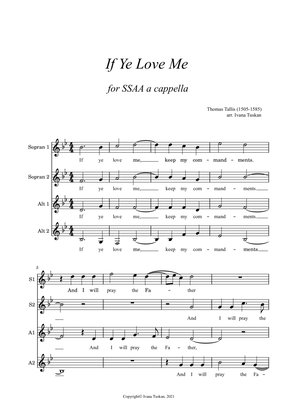 If Ye Love Me, for SSAA ensemble