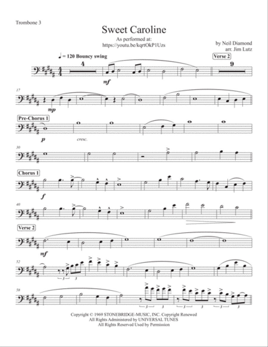Sweet Caroline Brass Ensemble scores gallery preview page 5