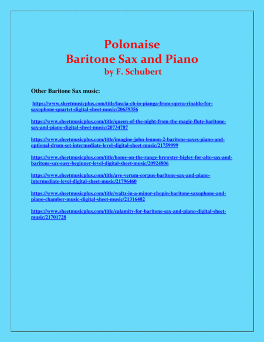 Polonaise - F. Schubert - For Baritone Sax and Piano - Intermediate image number null