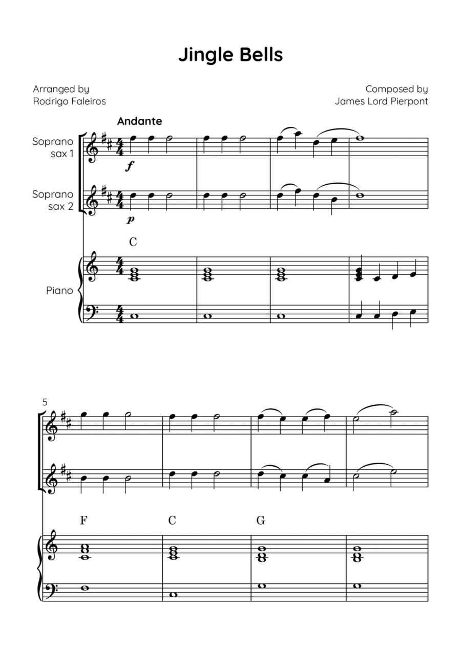 Jingle Bells Woodwind Duet scores gallery preview page 1
