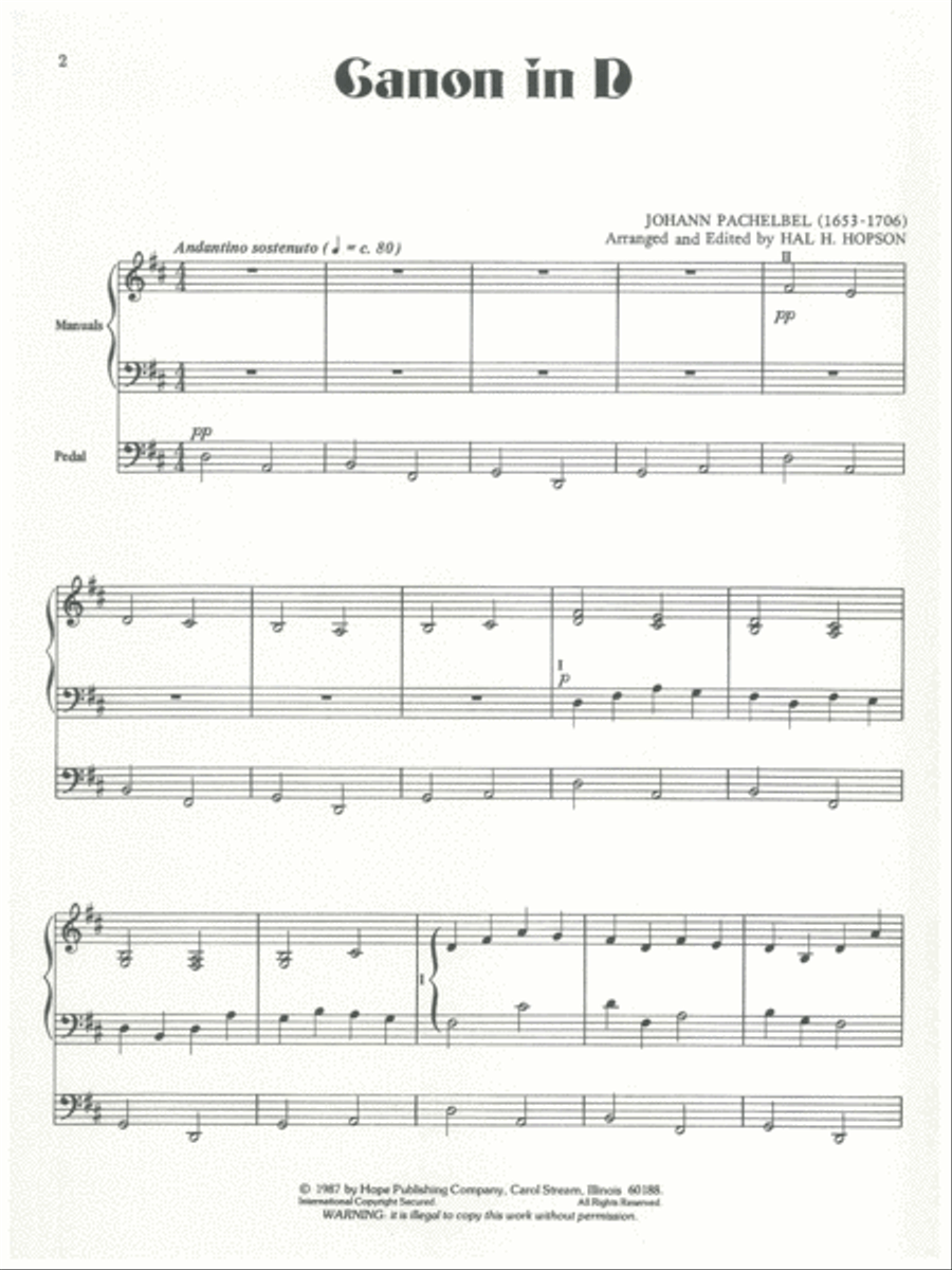 Canon in D Organ Solo scores gallery preview page 2