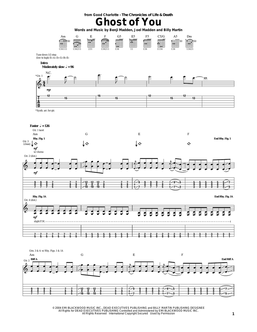Ghost Of You Acoustic Guitar scores gallery preview page 1
