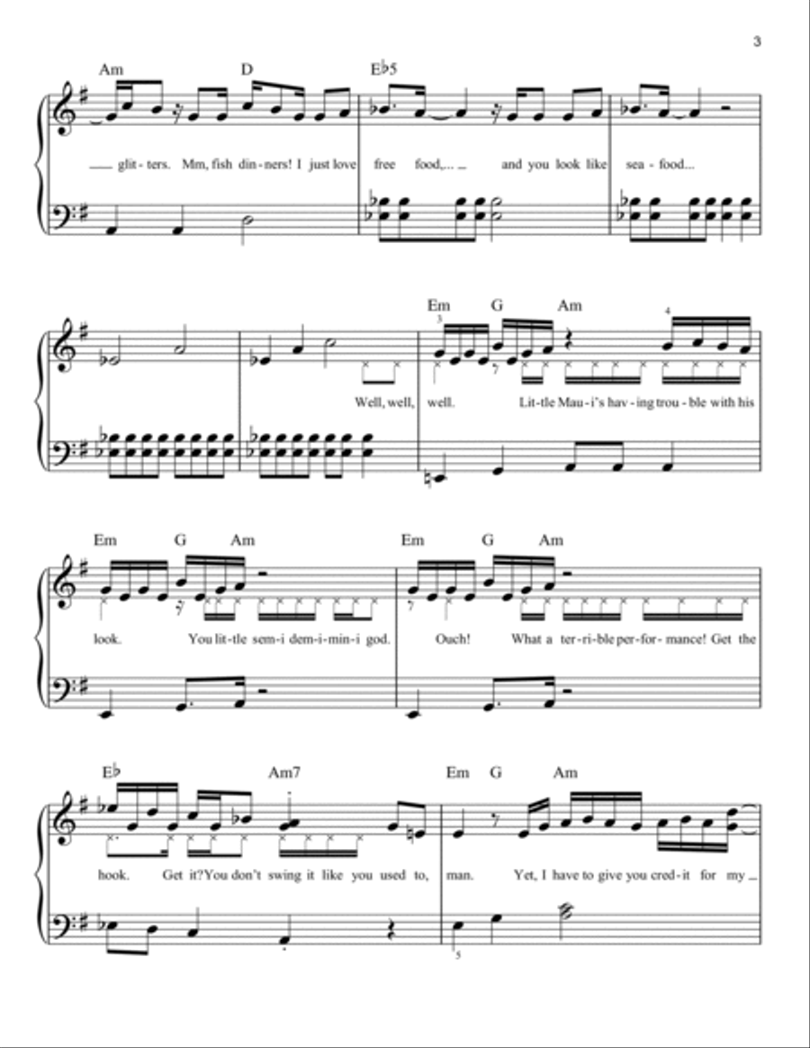 Shiny (from Moana) Easy Piano scores gallery preview page 3