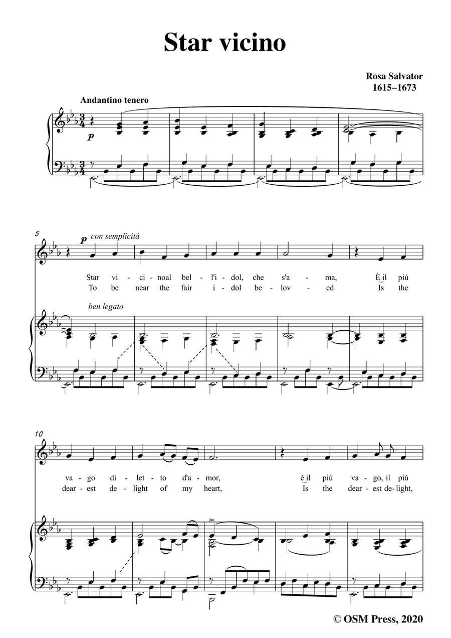 Rosa-Star vicino,in E flat Major,for Voice and Piano Piano, Vocal scores gallery preview page 3