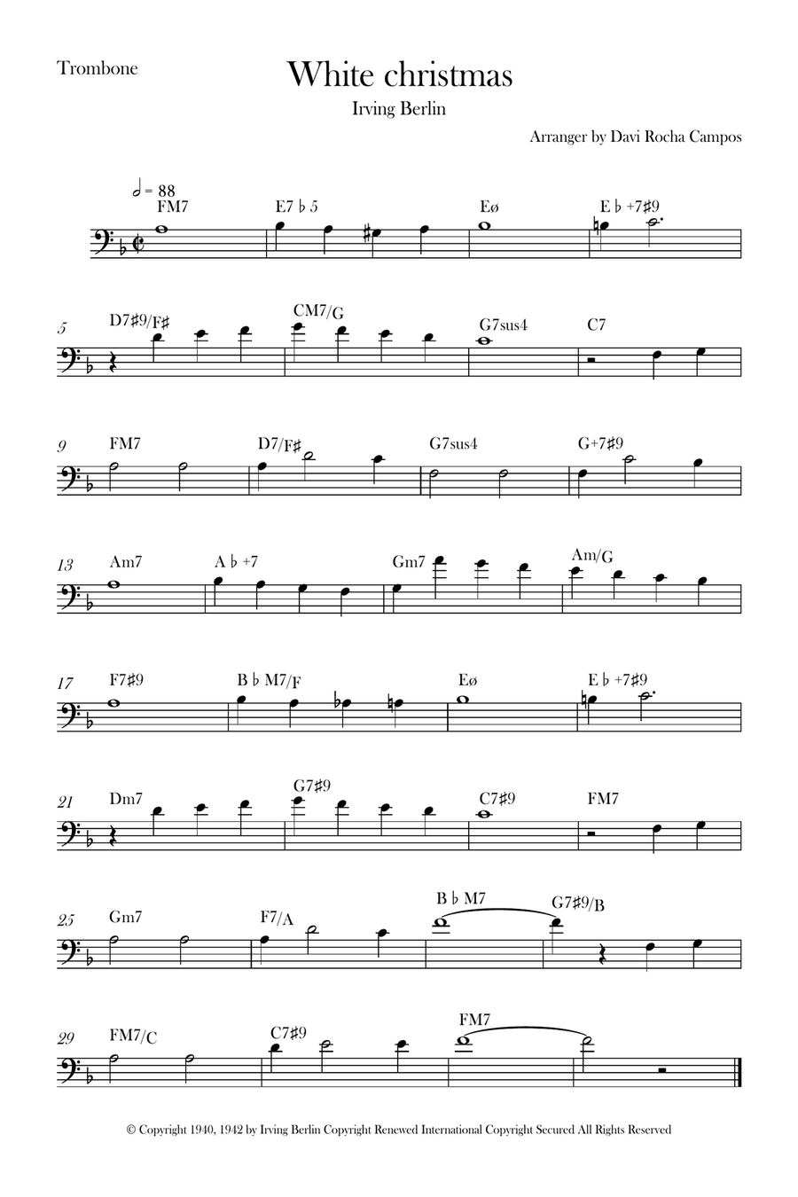 White Christmas Trombone Solo scores gallery preview page 1