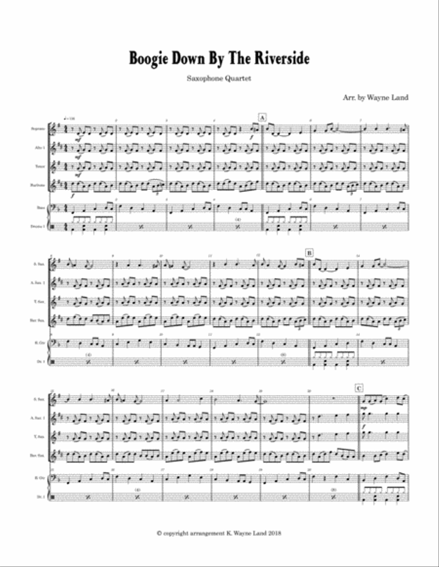 Boogie Down By The Riverside (Saxophone Quartet) Saxophone Quartet scores gallery preview page 2