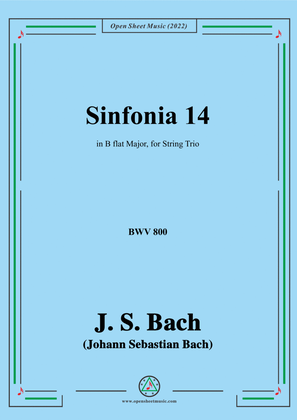 Book cover for J. S. Bach-Sinfonia No.14,in B flat Major,BWV 800