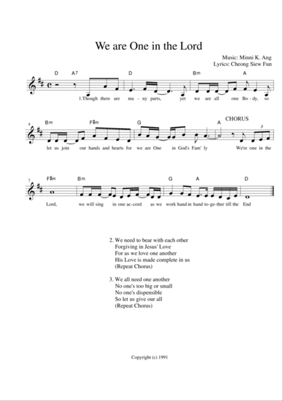 We are One in The Lord Voice Solo scores gallery preview page 1