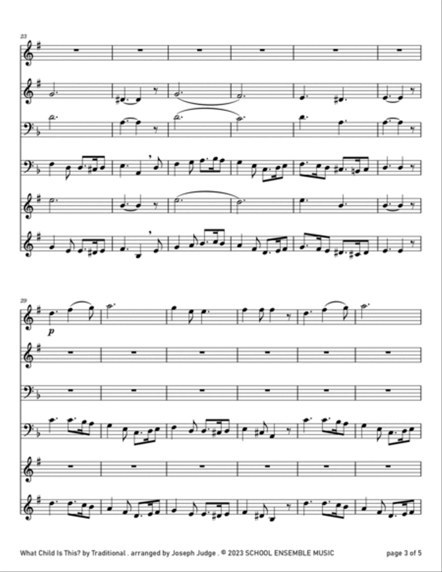 What Child Is This for Brass Quartet in Schools Brass Quartet scores gallery preview page 3