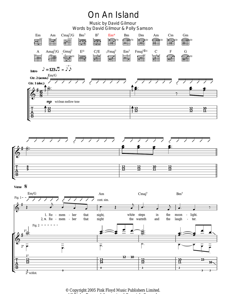 On An Island Acoustic Guitar scores gallery preview page 1