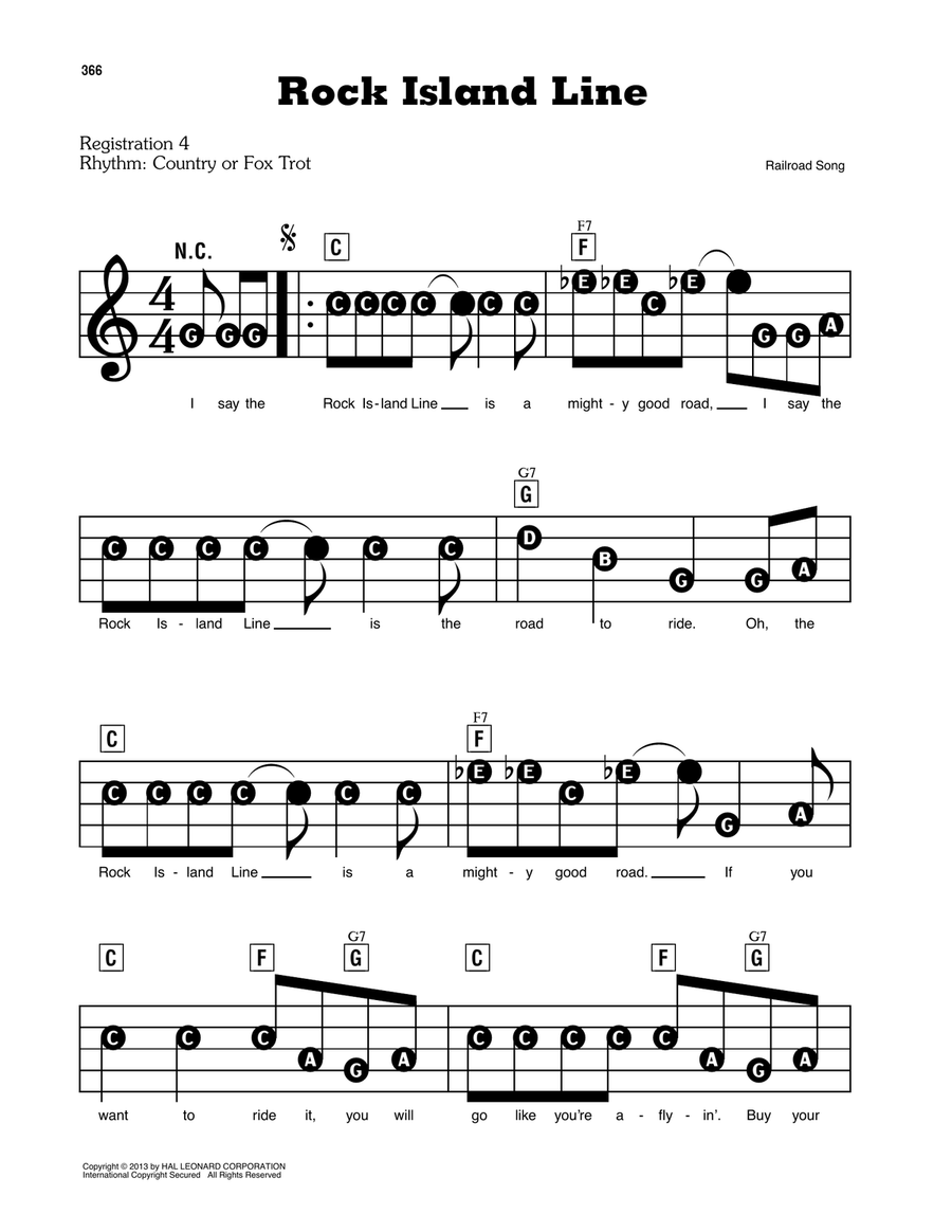Rock Island Line Electronic Keyboard scores gallery preview page 1