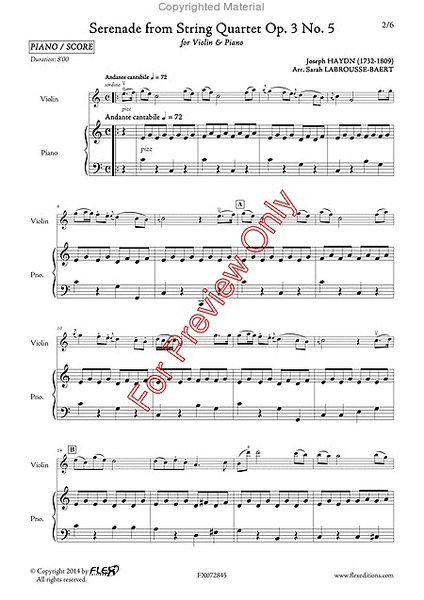 Serenade From String Quartet Op. 3 No. 5 image number null