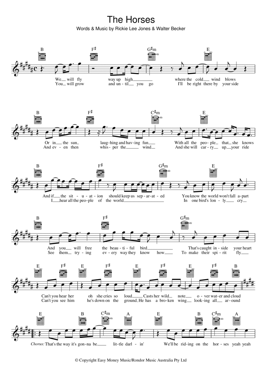 The Horses Piano scores gallery preview page 1