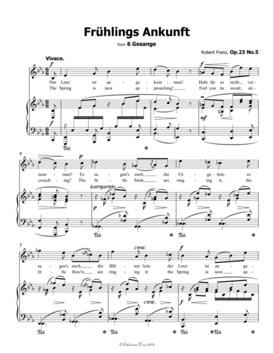 Fruhlings Ankunft, by Robert Franz, in E flat Major Voice scores gallery preview page 3