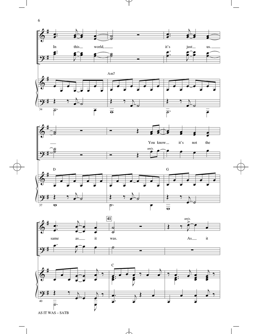 As It Was (arr. Mark Brymer) 4-Part scores gallery preview page 5