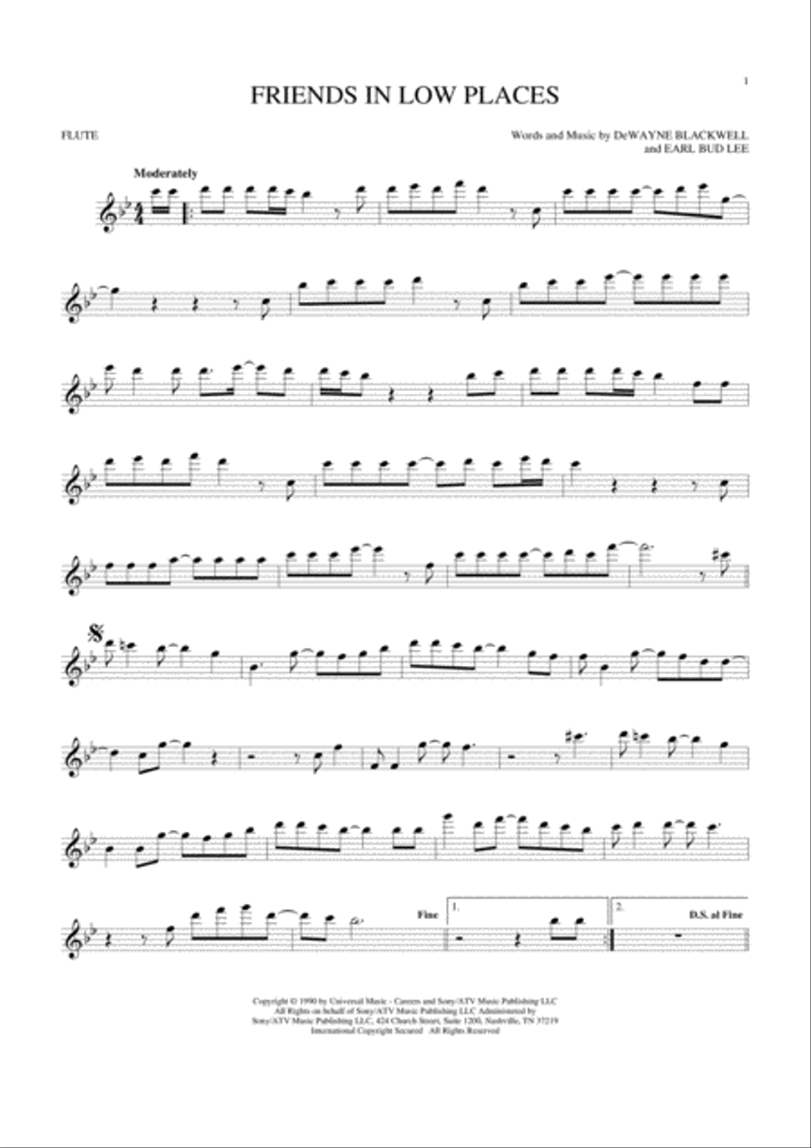 Friends In Low Places Flute Solo scores gallery preview page 1