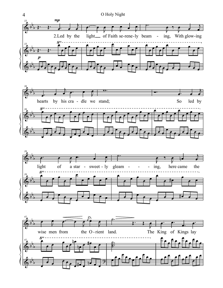 O Holy Night [high, E flat major] Piano, Vocal scores gallery preview page 4