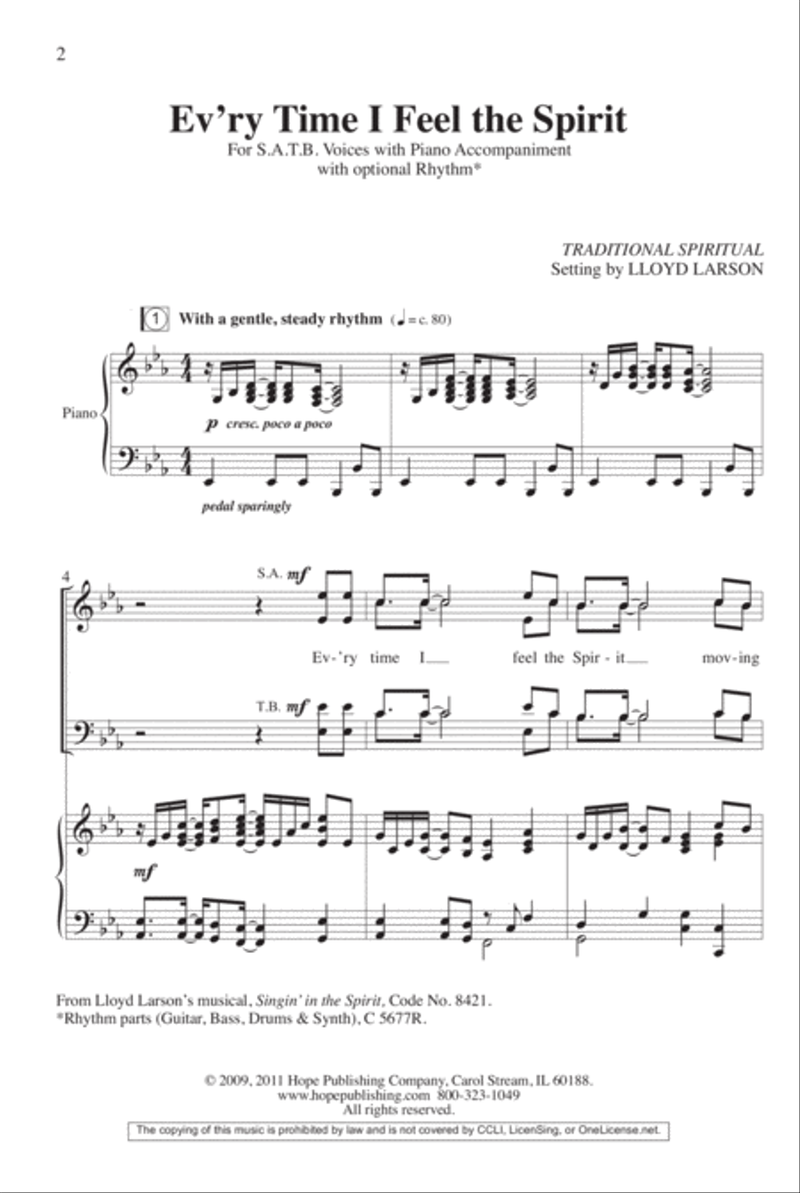 Ev'ry Time I Feel the Spirit 4-Part scores gallery preview page 2