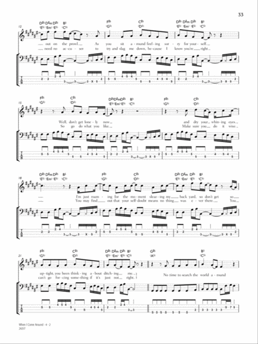 When I Come Around Bass Guitar Tablature scores gallery preview page 2