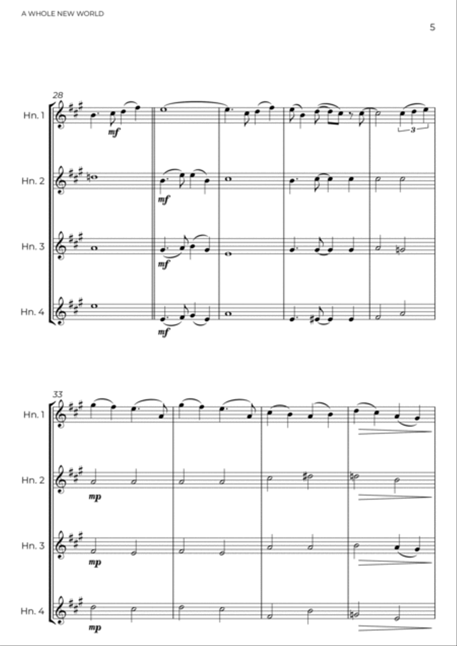 A Whole New World Horn Solo scores gallery preview page 5