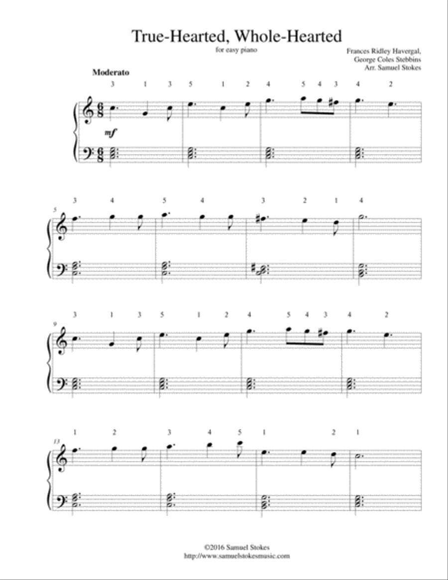 True-Hearted, Whole-Hearted - for easy piano Piano Method scores gallery preview page 1