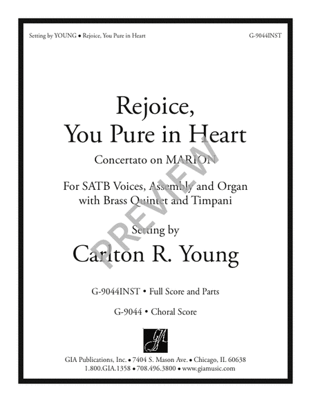 Rejoice, You Pure In Heart - Full Score and Parts