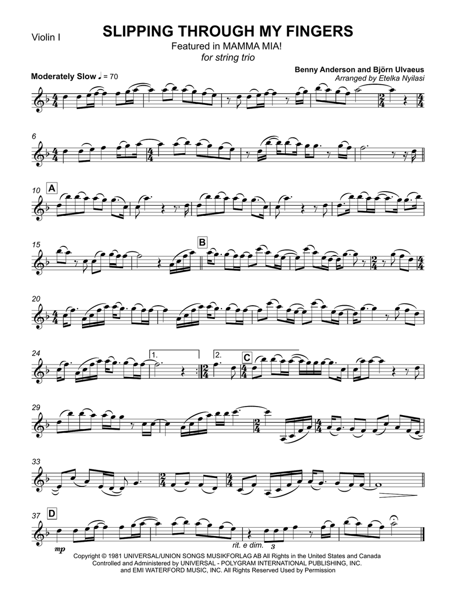 Slipping Through My Fingers String Trio scores gallery preview page 4
