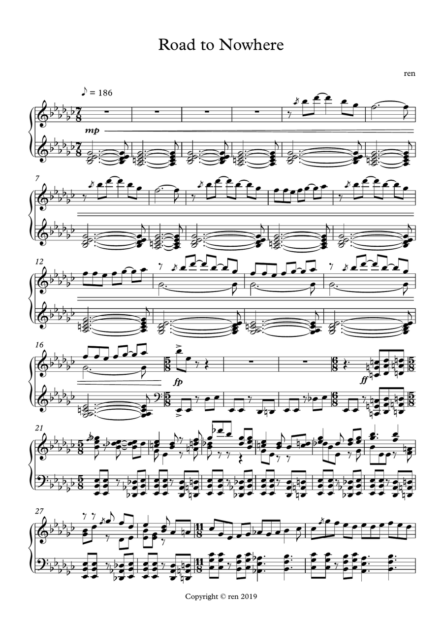 Road to Nowhere Road to Nowhere Piano Solo scores gallery preview page 1