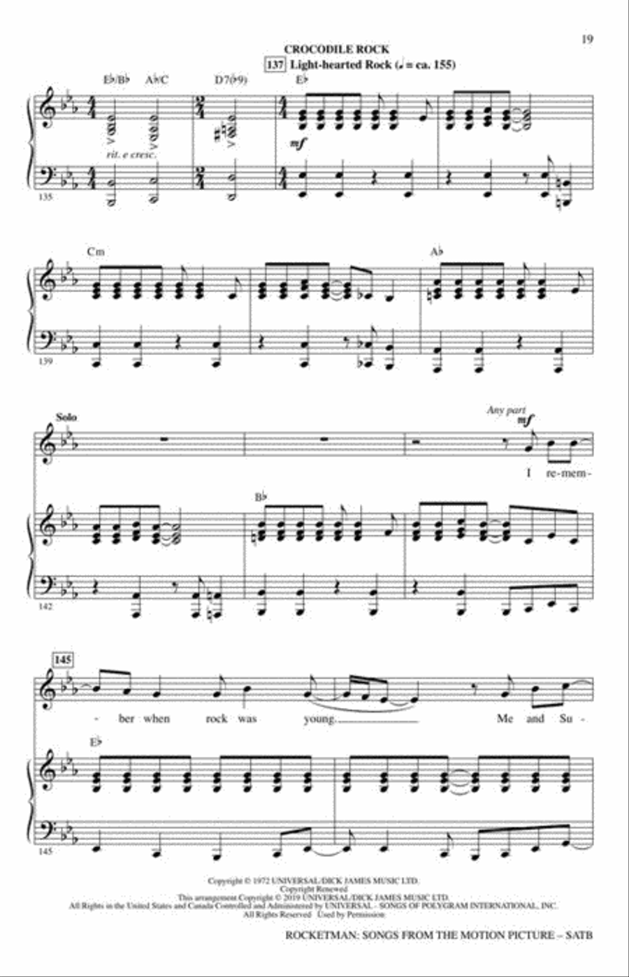 Rocketman: Songs from the Motion Picture 4-Part scores gallery preview page 6