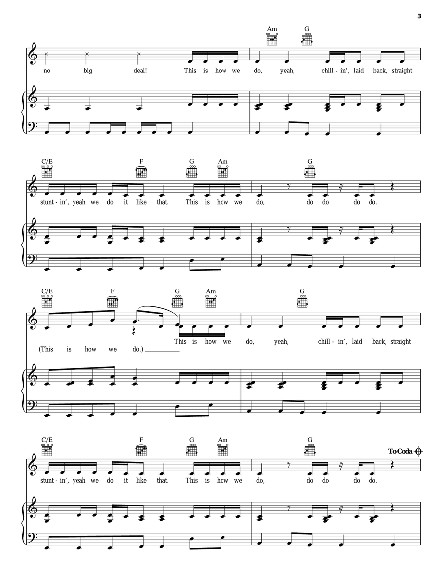 This Is How We Do Piano, Vocal, Guitar scores gallery preview page 3