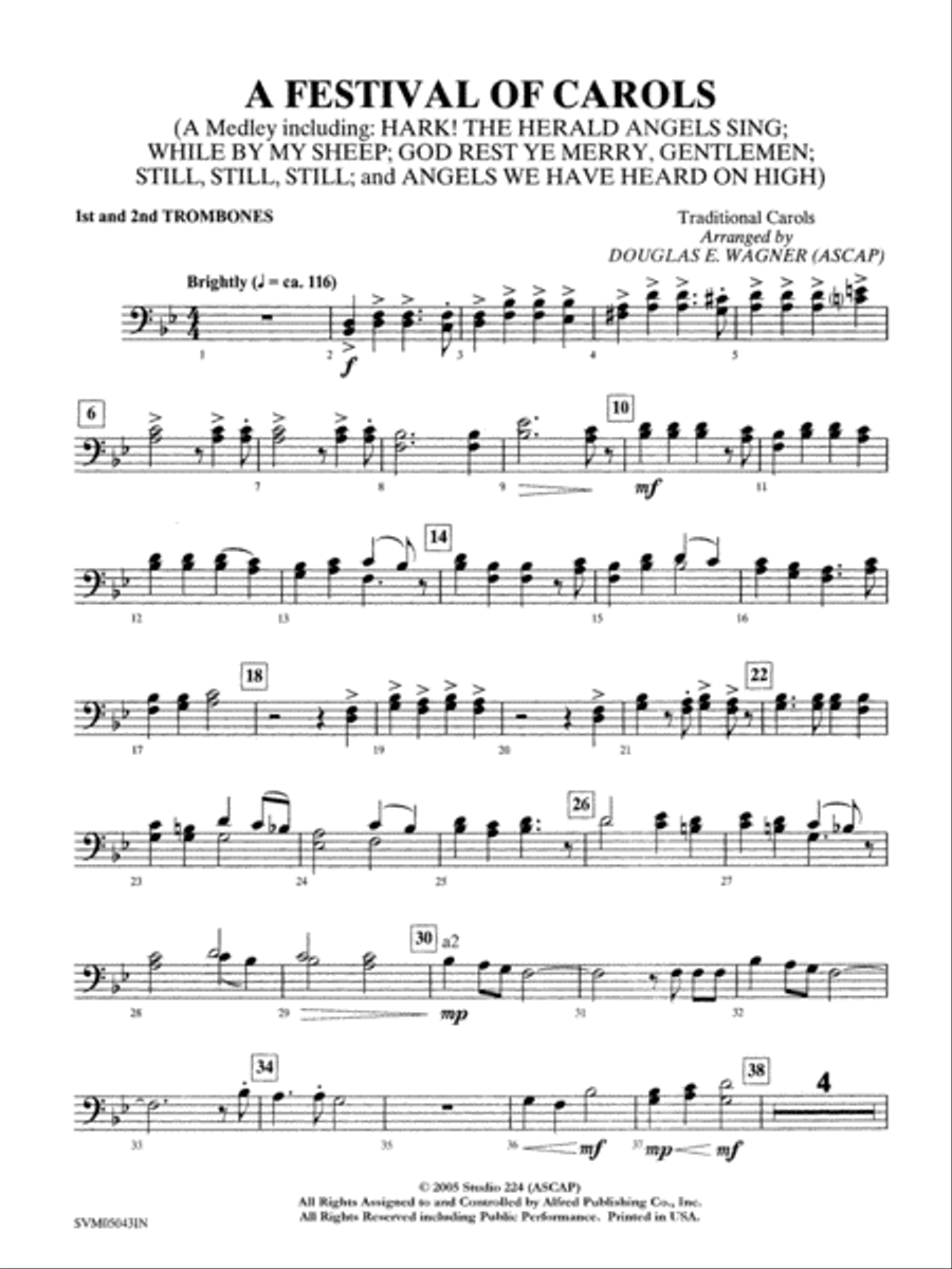 A Festival of Carols (A Medley): 1st & 2nd Trombones Trombone scores gallery preview page 1