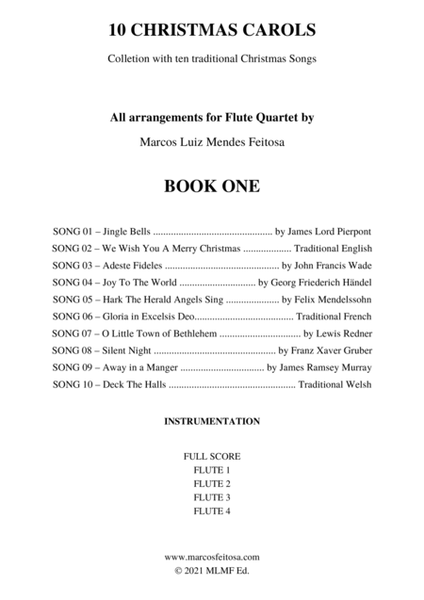 10 Christmas Carols (Book ONE) - Flute Quartet image number null
