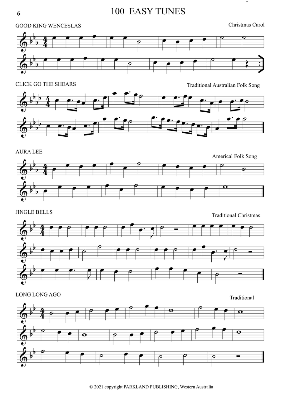 A LEARN TO PLAY book of 100 EASY TUNES and TEN EASY DUETS, Beginner, VIOLIN in TREBLE CLEF. String Duet scores gallery preview page 6