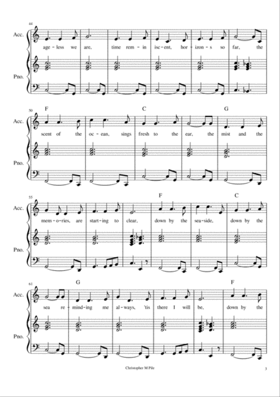 Down By The Sea Piano, Vocal, Guitar scores gallery preview page 3