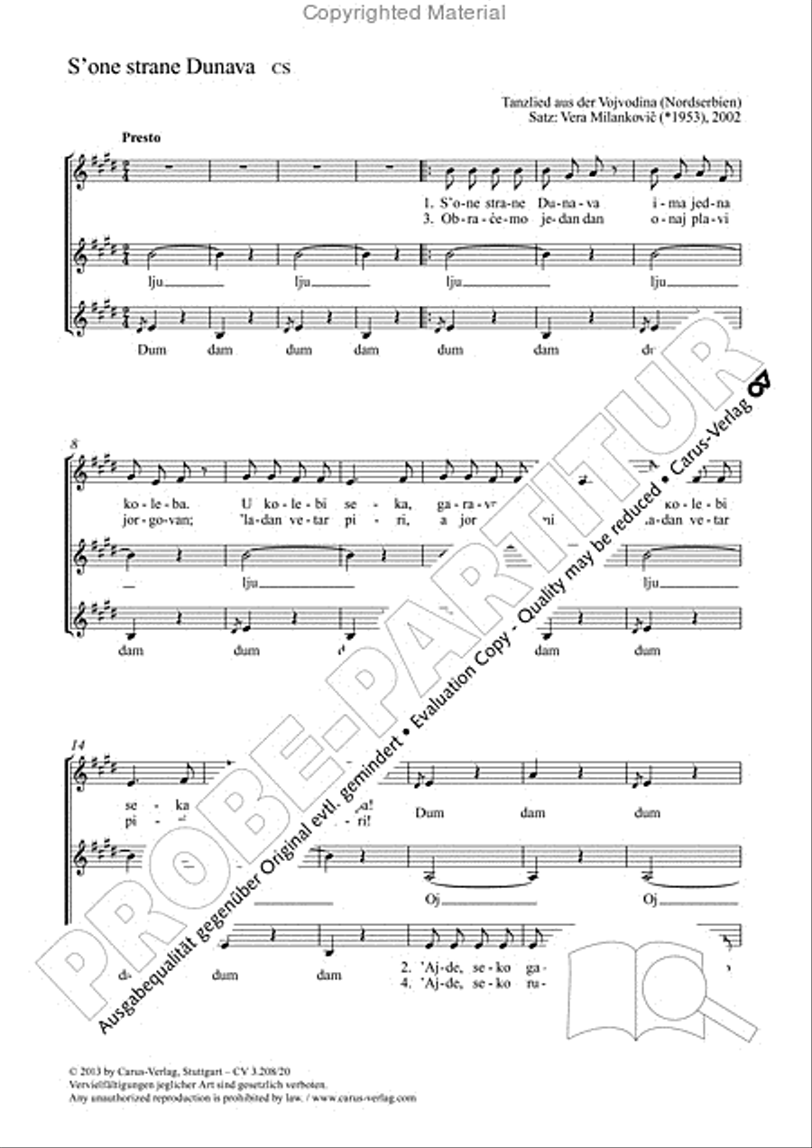 S' one strane Dunava Women's Choir scores gallery preview page 2
