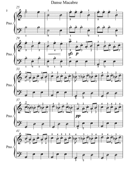 Danse Macabre Easy Piano in A Minor Sheet Music