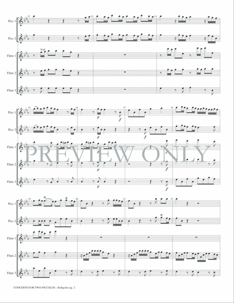 Concerto for Two Piccolos Op. 6 Small Ensemble scores gallery preview page 4