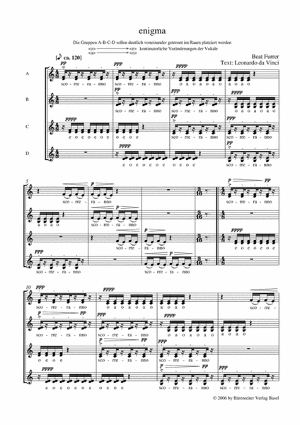 Enigma I-IV und VI fur gemischten Chor a cappella (2006-13)
