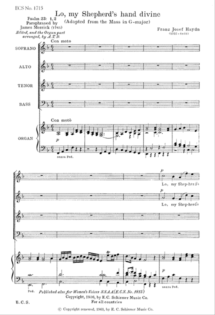 Lo, My Shepherd's Hand Divine 4-Part scores gallery preview page 2