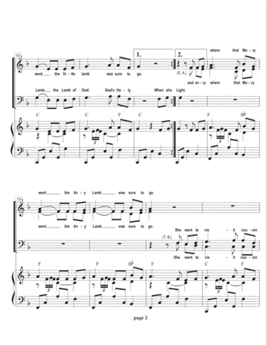 Mary's Little Lamb Mary's Little Lamb 4-Part scores gallery preview page 3