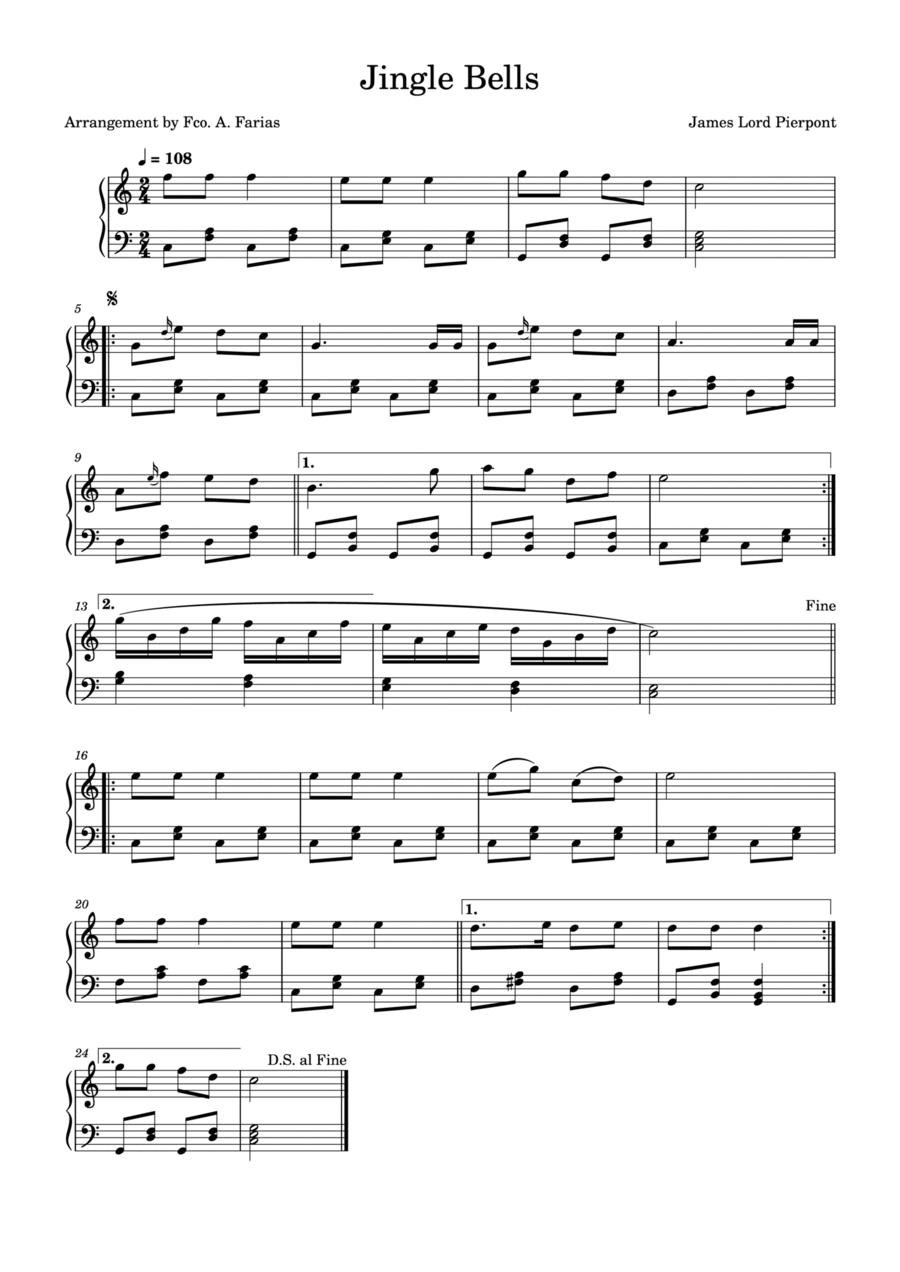 Jingle Bells Jingle Bells Easy Piano scores gallery preview page 1