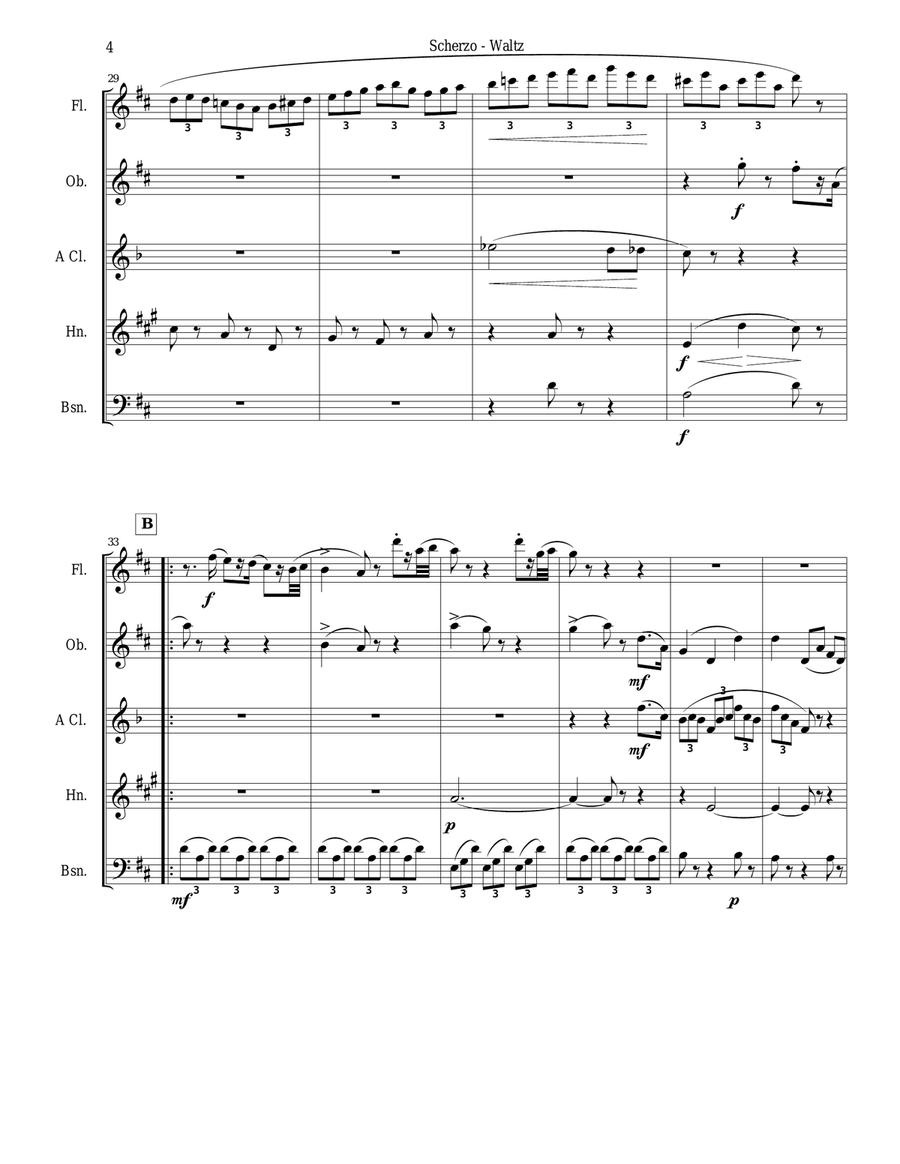 Chabrier - wind quintet - Scherzo from Suite Pastorale Woodwind Quintet scores gallery preview page 4