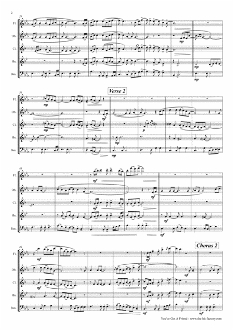 You've Got A Friend Woodwind Quintet scores gallery preview page 2