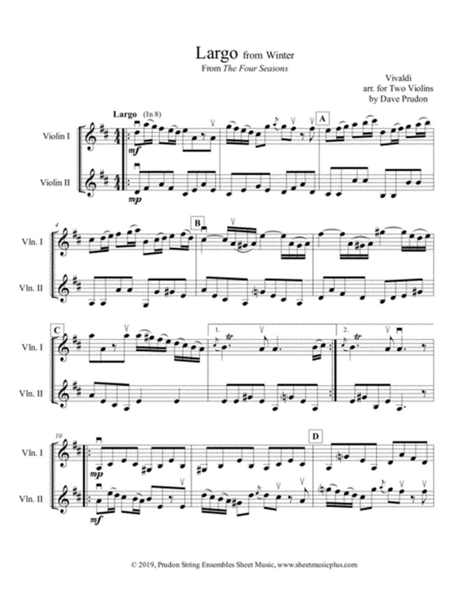 Vivaldi Winter (Largo) for Two Violins image number null