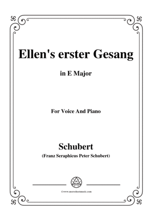 Book cover for Schubert-Ellen's erster Gesang I,Op.52 No.1,in E Major,for Voice&Piano